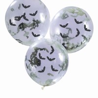 BALÓNIKY latexové transparentné s konfetami netopier 5ks