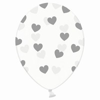 BALNKY latexov transparentn srdce stbrn 30cm 6ks