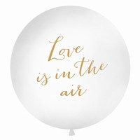 Balón Jumbo biely+zlatý nápis Love is in The air 1m