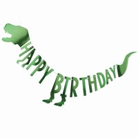 Banner Happy Birthday Dino metalický zelený 2 m