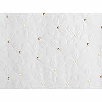 Baliaci papier svadobný biely s kvetmi a zlatými bodkami 0,7x1,5 m