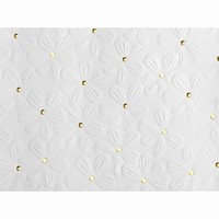 Baliaci papier svadobn biely s kvetmi a zlatmi bodkami 0,7x1,5 m