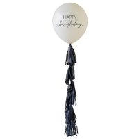 Baln latexov Happy Birthday so strapcovm chvostom telov/ierna 60 cm