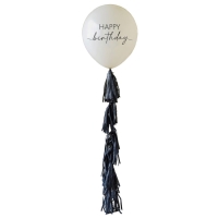 Baln latexov Happy Birthday so strapcovm chvostom telov/ierna 60 cm