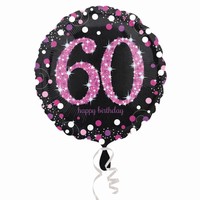 Balónik fóliový 60. narodeniny čiernoružový 43 cm