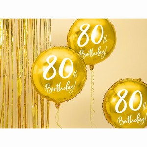 BALÓNEK fóliový 80.narozeniny zlatý s bílým nápisem