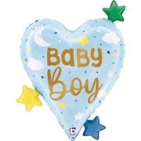 Balónik fóliový Baby Boy Srdce a hviezdy 64 cm