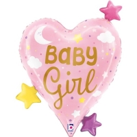 Balónik fóliový Baby Girl Srdce a hviezdy 64 cm