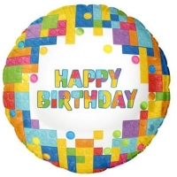 Balónek fóliový Happy Birthday Blocks 45 cm