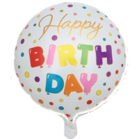 Balónik fóliový Happy Birthday Bodky 45 cm