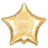 Balónik fóliový Hviezda zlatá Happy New Year 40 cm