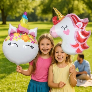 Bal�nek f�liov� hlava jednoro�ce b�lo-r��ov� 64x47 cm