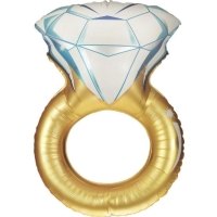 Balónik fóliový Prsteň s diamantom zlatý 94 cm