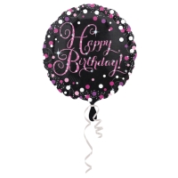 Balónik fóliový Sparkling ružový Happy Birthday 45 cm