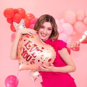 Balónek fóliové Srdce béžové se šípem I Love You 69x54 cm