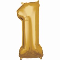 Balónik fóliový číslo 1 zlatý 33 x 86 cm