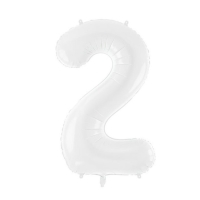 Balónik fóliový biely číslica 2, 86 cm