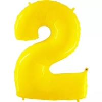 Balónik fóliový číslica 2 žltá 102 cm