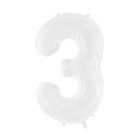 Balónik fóliový biely číslica 3, 86 cm
