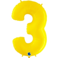 Balónik fóliový číslica 3 žltá 102 cm