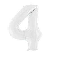 Balónik fóliový biely číslica 4, 86 cm