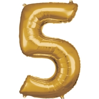 Balónik fóliový číslica 5 zlatá 58 x 86 cm