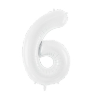 Balónik fóliový biely číslica 6, 86 cm