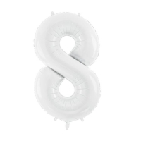 Balónik fóliový biely číslica 8, 86 cm