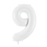 Balónik fóliový biely číslica 9, 86 cm