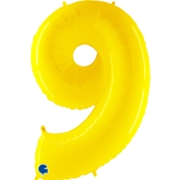 Balónik fóliový číslica 9 žltá 102 cm
