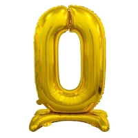 Balónik fóliový číslo 0 na podstavci zlaté 74 cm