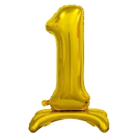 Balónik fóliový číslo 1 na podstavci zlatý 74 cm