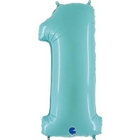 Balónik fóliový číslo 1 pastelovo modrý 102 cm