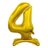 Balónik fóliový číslo 4 na podstavci zlaté 74 cm