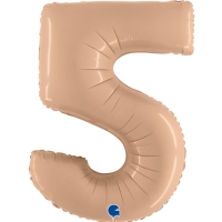 Balónik fóliový číslo 5 Saténová nude 102 cm