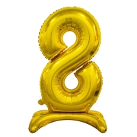 Balónik fóliový číslo 8 na podstavci zlaté 74 cm