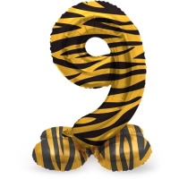 Balónik fóliový číslo 9 samostatne stojaci Tiger 41 cm