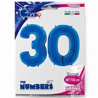 Balónik fóliový číslo modré 30 rokov - 1 ks