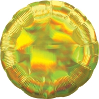 Balónik fóliový holografický kruh žltý 43 cm