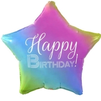 Balnek fliov hvzda duhov Happy Birthday 48 cm