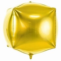 Balónik fóliový kocka zlatá 35 cm