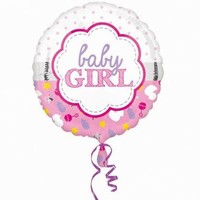 Balónek fóliový kulaty Baby girl 43 cm scallop