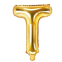 Balónik fóliový písmeno T zlaté 35 cm