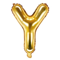 Balónik fóliový písmeno Y zlaté 35 cm