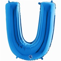 Balónek fóliový písmeno modré U 102 cm