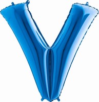 Balónik fóliový písmeno modré V 102 cm
