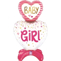 Balónek foliový samostatne stojaci Baby Girl Srdce 71 cm