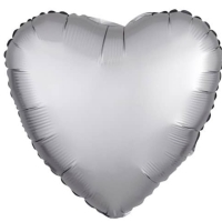 Balónik fóliový saténový Srdce strieborné 43 cm