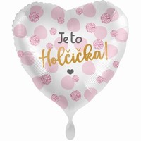 Balónik fóliový srdce "Je to Holčička!" 43 cm