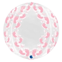 Balónik fóliový transparentné gule Ťapičky ružové 48 cm
